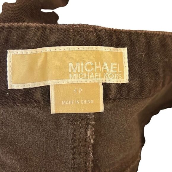 Michael Kors Corduroy Straight Leg Mid-Rise Pants Brown Size 4P - Picture 3 of 7